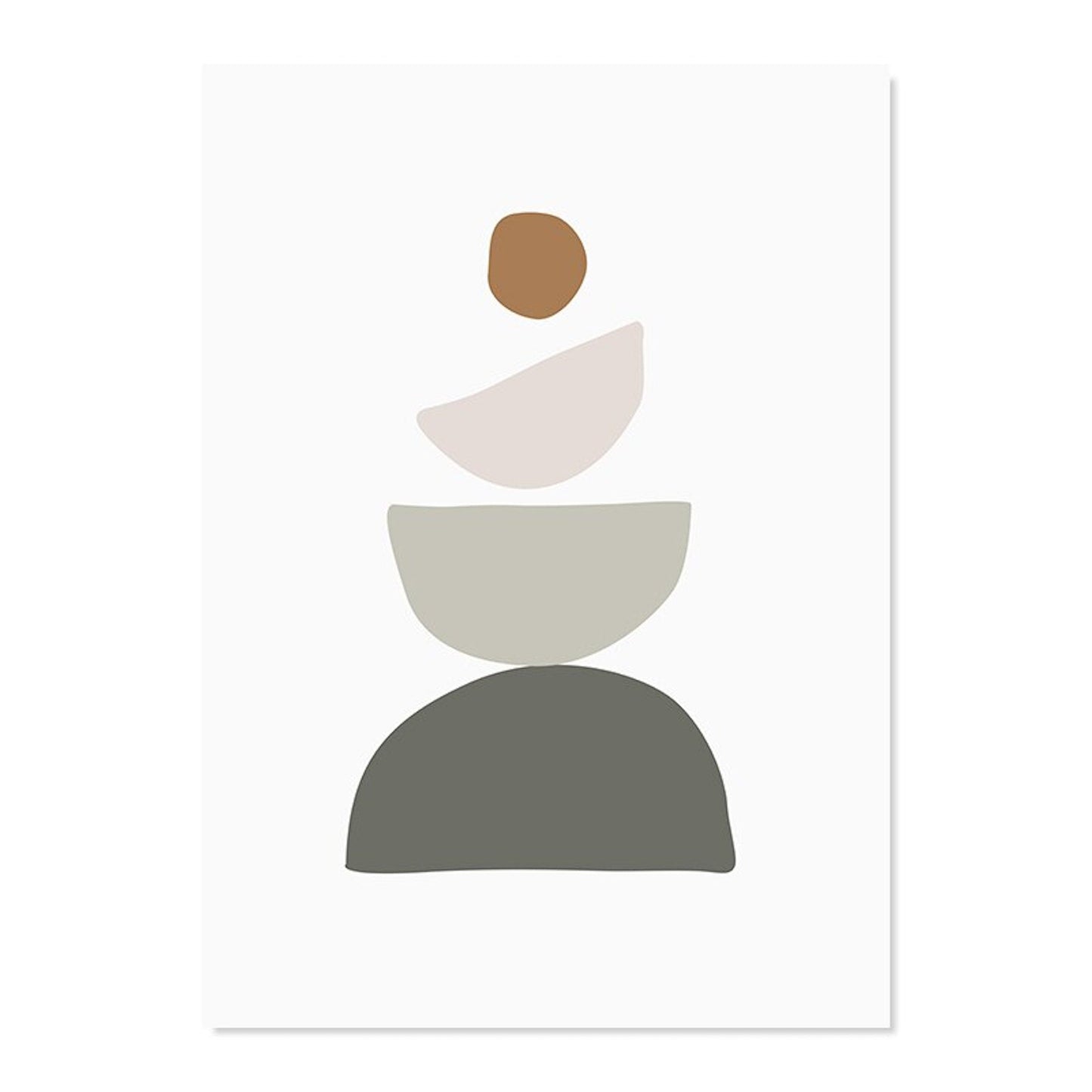 Poster Stone Stack Abstract Shape and Flowers | without frame