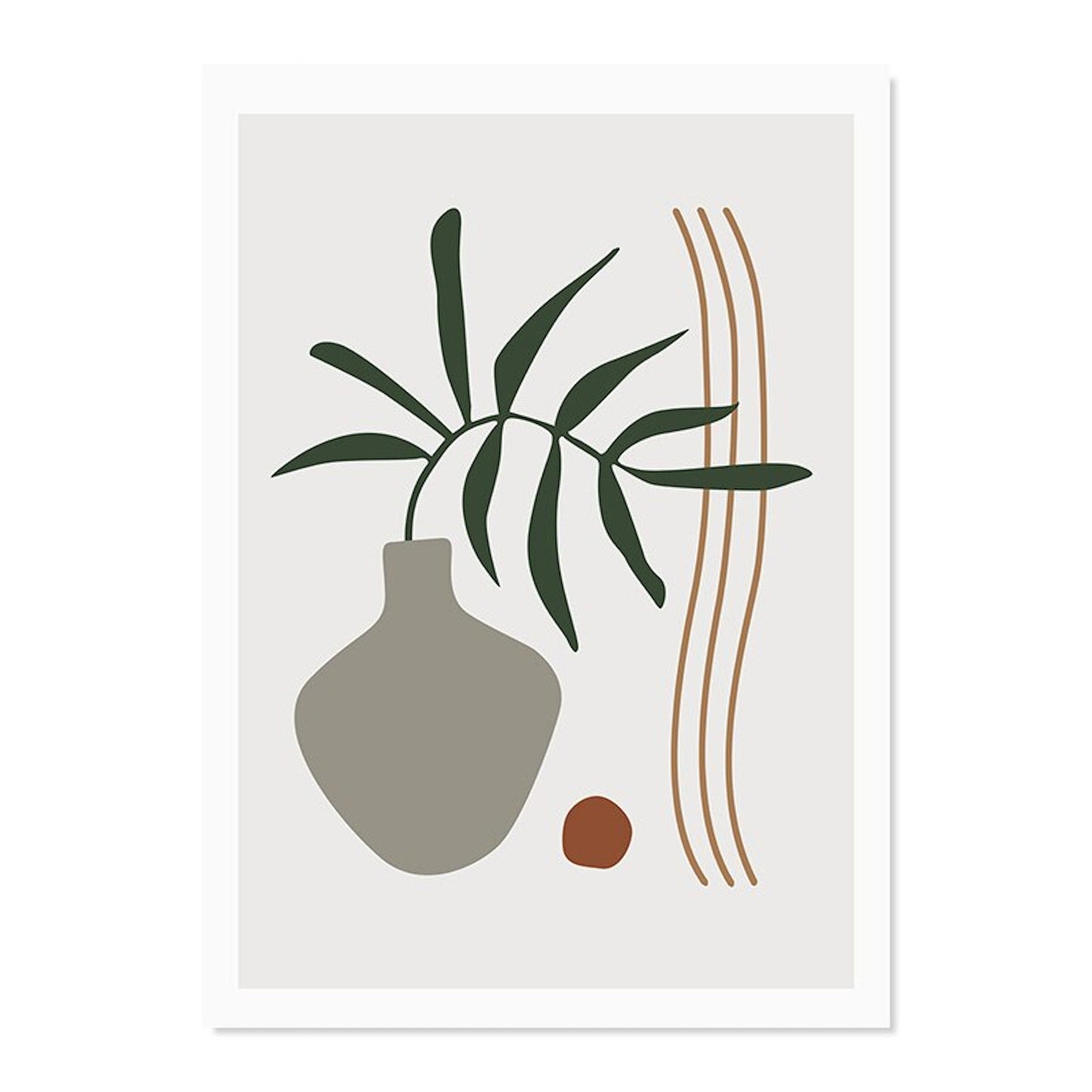 Poster Stone Stack Abstract Shape and Flowers | without frame