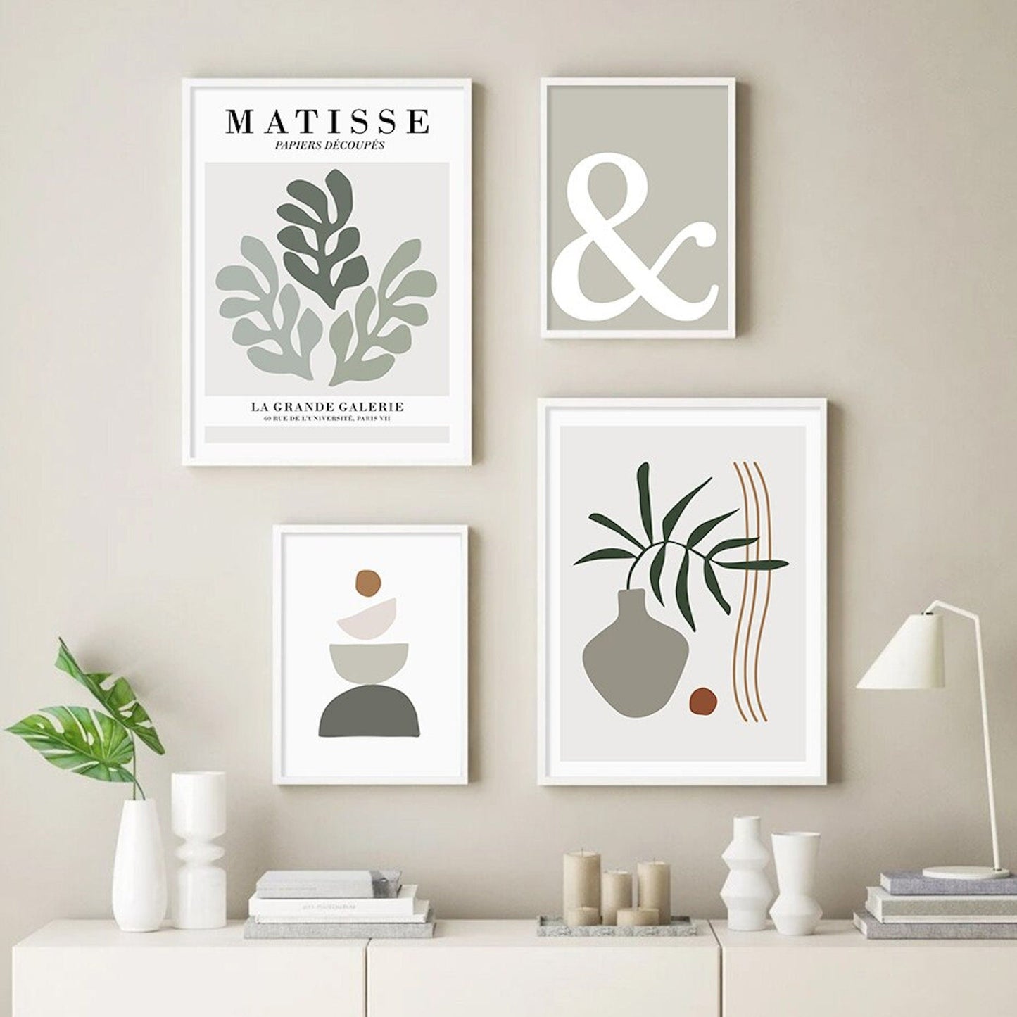 Poster Stone Stack Abstract Shape and Flowers | without frame