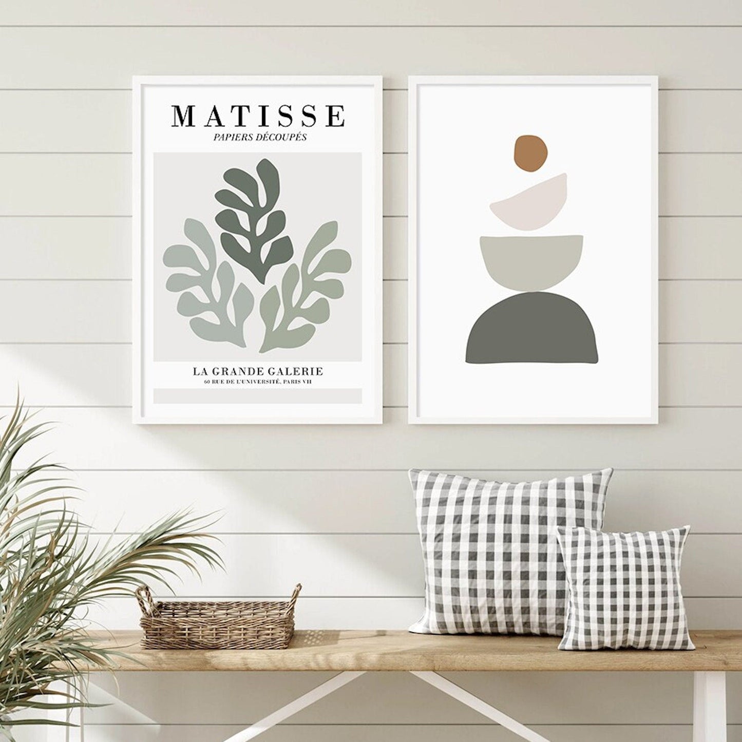 Poster Stone Stack Abstract Shape and Flowers | without frame
