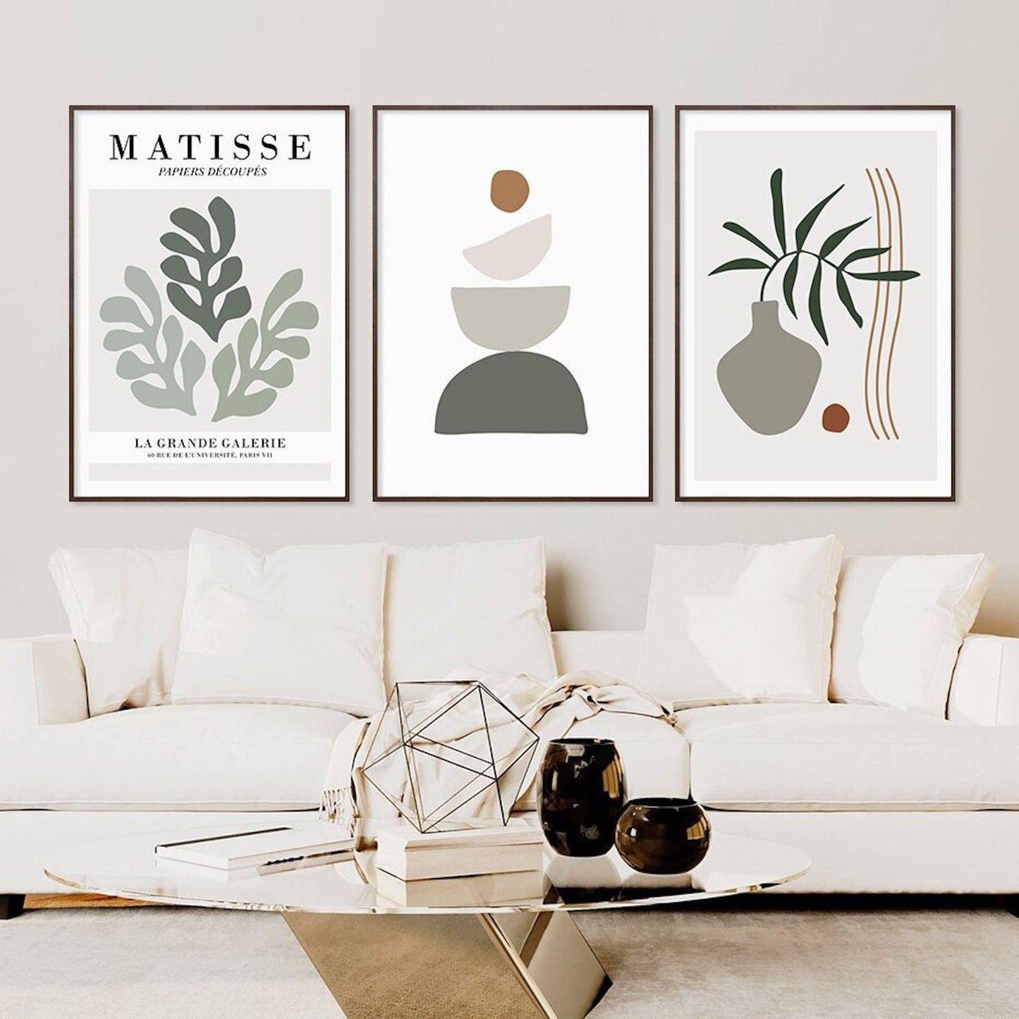 Poster Stone Stack Abstract Shape and Flowers | without frame