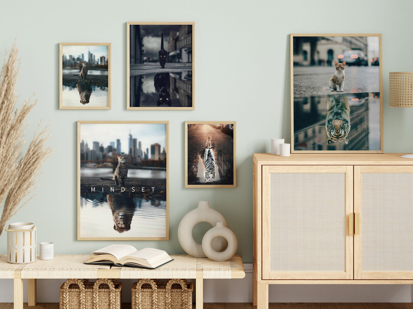 Poster Motivation Cat Lion Water Mirror | without frame