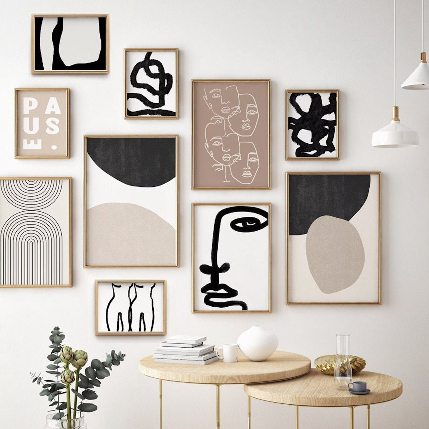 Poster faces lines and abstract shapes | without frame